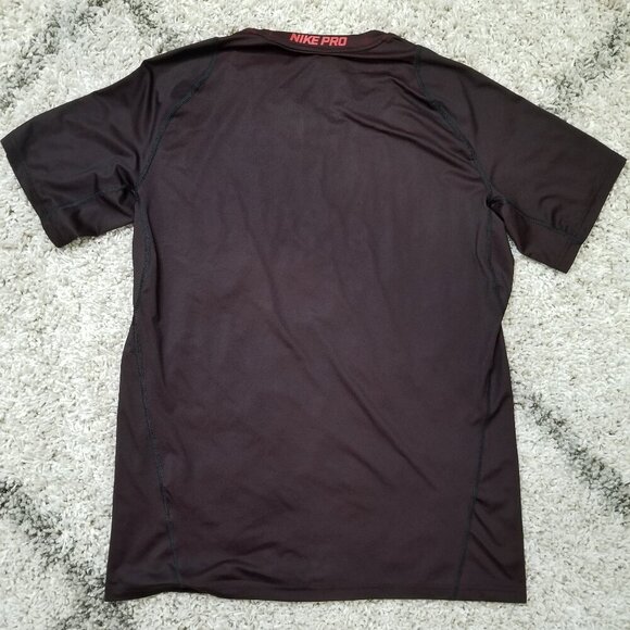 Nike Pro Dri-Fit Black and Red Short Sleeve Shirt Size Large - Picture 7 of 7